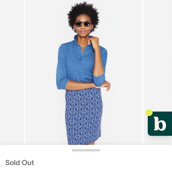 J. McLaughlin Halle Reversible Scuba Blue Queen Palm Rattan Pencil Skirt XS - Picture 2 of 12